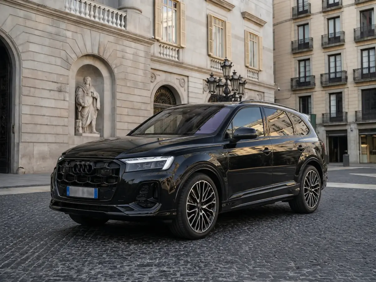 Audi Q7 50 TDI S-Line Edition 2025, side profile — St. Tropez Luxury Car, Saint-Tropez. Audi Q7 50 TDI S-Line Edition in Saint-Tropez The Audi Q7 50 TDI S-Line Edition is…