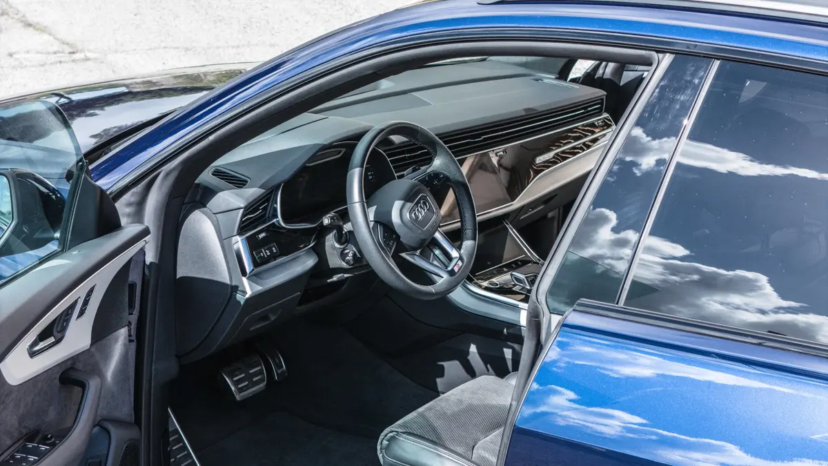 Audi Q8 55 TFSI 2022, interior — St. Tropez Luxury Car, Saint-Tropez. Audi Q8 55 TFSI in Saint-Tropez The 2022 Audi Q8 55 TFSI is available for rental in…