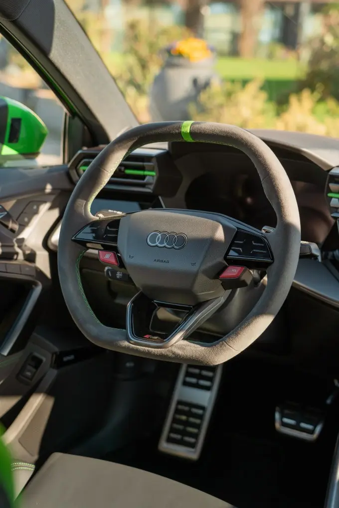 Audi RS3 Restyling 2025, interior — St. Tropez Luxury Car, Saint-Tropez. Audi RS3 Restyling à Saint-Tropez The Audi RS3 Restyling 2025 is available to rent in…