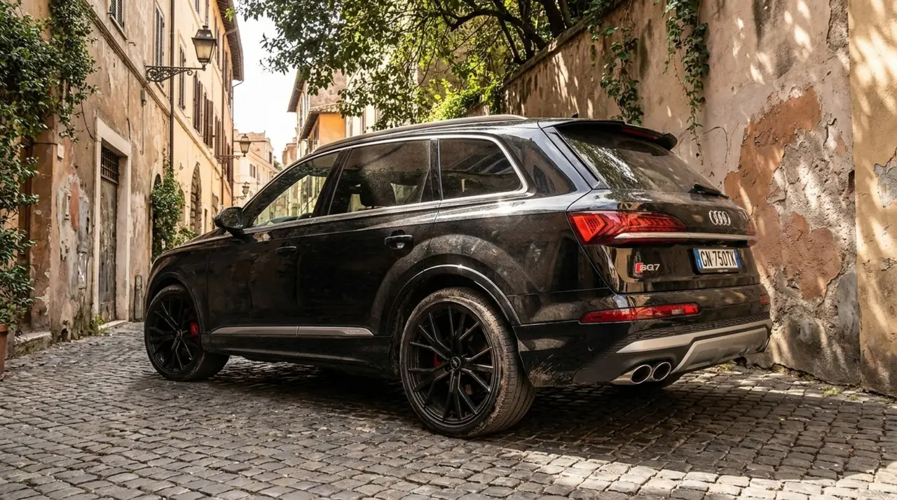 Audi SQ7 7seater 2023, front view — St. Tropez Luxury Car, Saint-Tropez. Audi SQ7 7seater in Saint-Tropez The Audi SQ7 7seater is available to rent in…