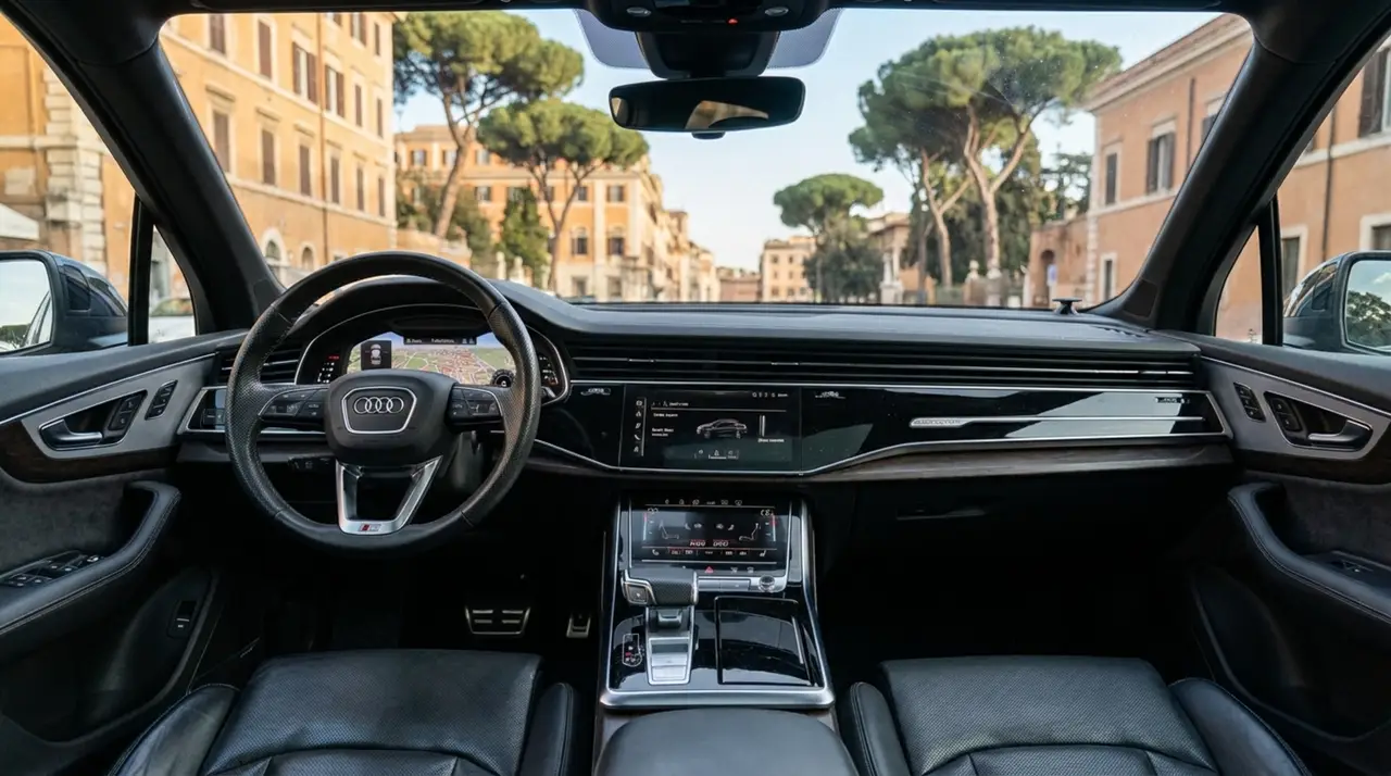 Audi SQ7 7seater 2023, rear view — St. Tropez Luxury Car, Saint-Tropez. Audi SQ7 7seater in Saint-Tropez The Audi SQ7 7seater is available to rent in…