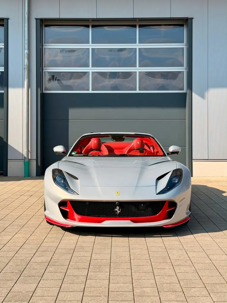 Ferrari 812 GTS 2024, front view — St. Tropez Luxury Car, Saint-Tropez. Ferrari 812 GTS in Saint-Tropez The Ferrari 812 GTS 2024 is available for hire in…