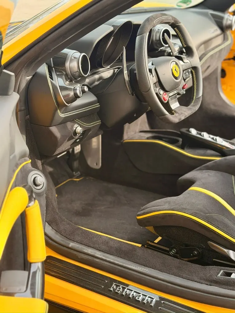 Ferrari F8 SPIDER 2023, interior — St. Tropez Luxury Car, Saint-Tropez. Ferrari F8 SPIDER in Saint-Tropez The Ferrari F8 SPIDER 2023 is available to rent in…