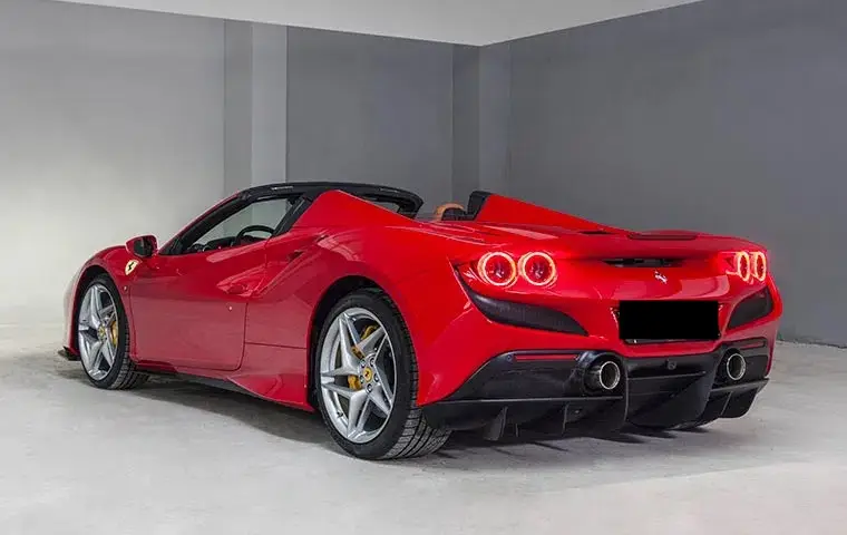 Ferrari F8 Tributo Spider Red 2023, interior — St. Tropez Luxury Car, Saint-Tropez. Ferrari F8 Tributo Spider Red in Saint-Tropez The Ferrari F8 Tributo Spider Red, a 2023…