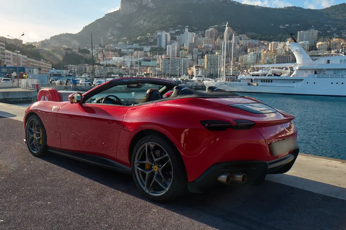 Ferrari Roma Spider 2024, front view — St. Tropez Luxury Car, Saint-Tropez. Ferrari Roma Spider in Saint-Tropez The Ferrari Roma Spider is available for rental in…