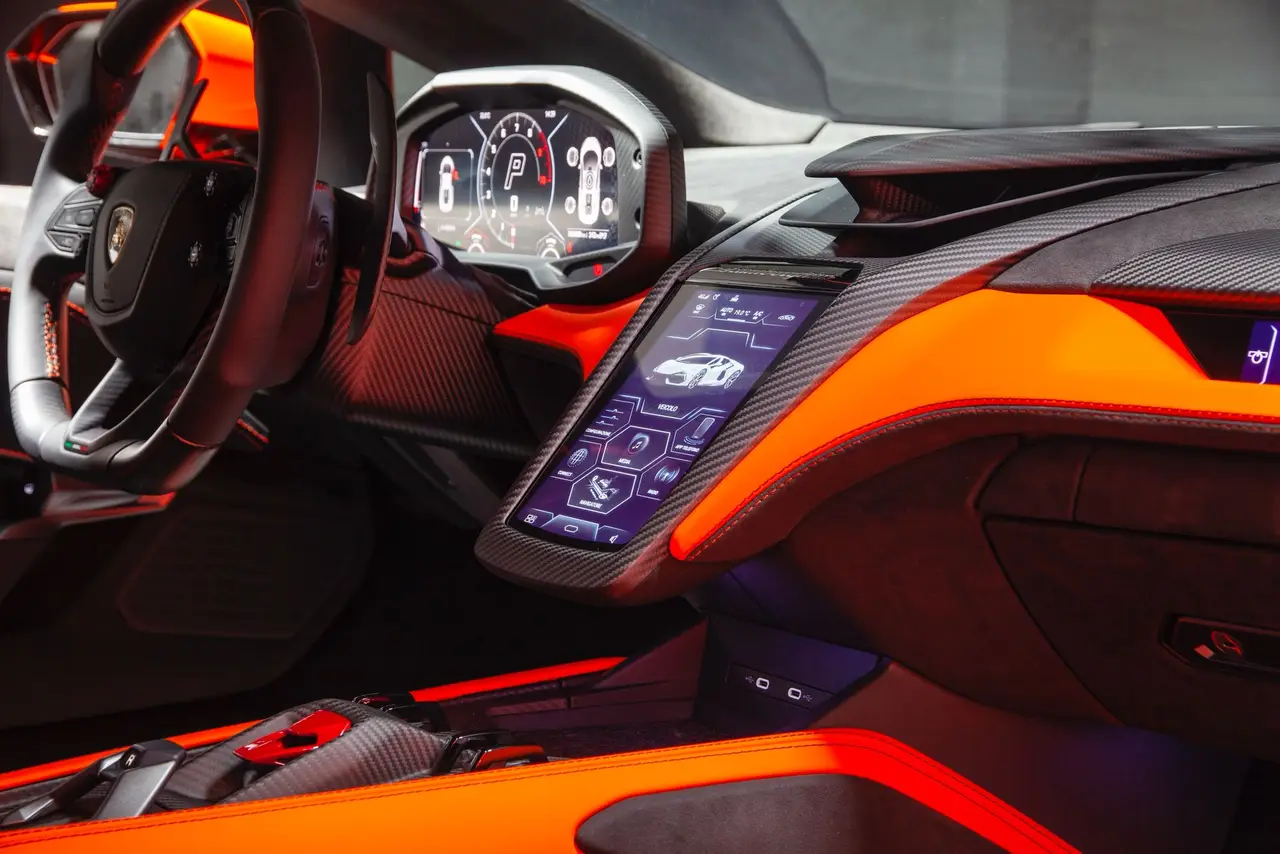Lamborghini Revuelto 2026, dashboard — St. Tropez Luxury Car, Saint-Tropez. Lamborghini Revuelto in Saint-Tropez The Lamborghini Revuelto 2026 is available for hire…