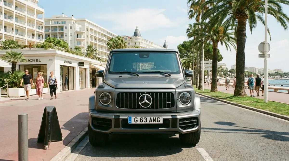 Mercedes Benz G63 2023, rear view — St. Tropez Luxury Car, Saint-Tropez. Mercedes Benz G63 in Saint-Tropez The 2023 Mercedes Benz G63 is available for rental in…