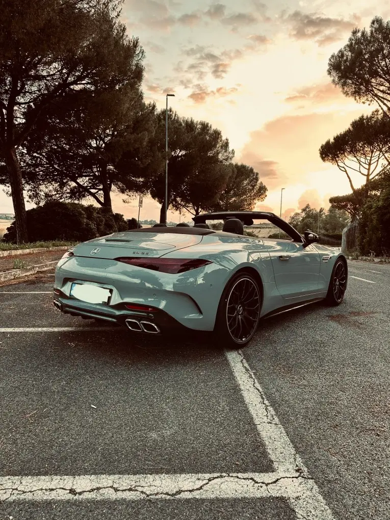 Mercedes Benz SL63 Cabrio 2023, rear view — St. Tropez Luxury Car, Saint-Tropez. Mercedes Benz SL63 Cabrio in Saint-Tropez The Mercedes Benz SL63 Cabrio, 2023, is…