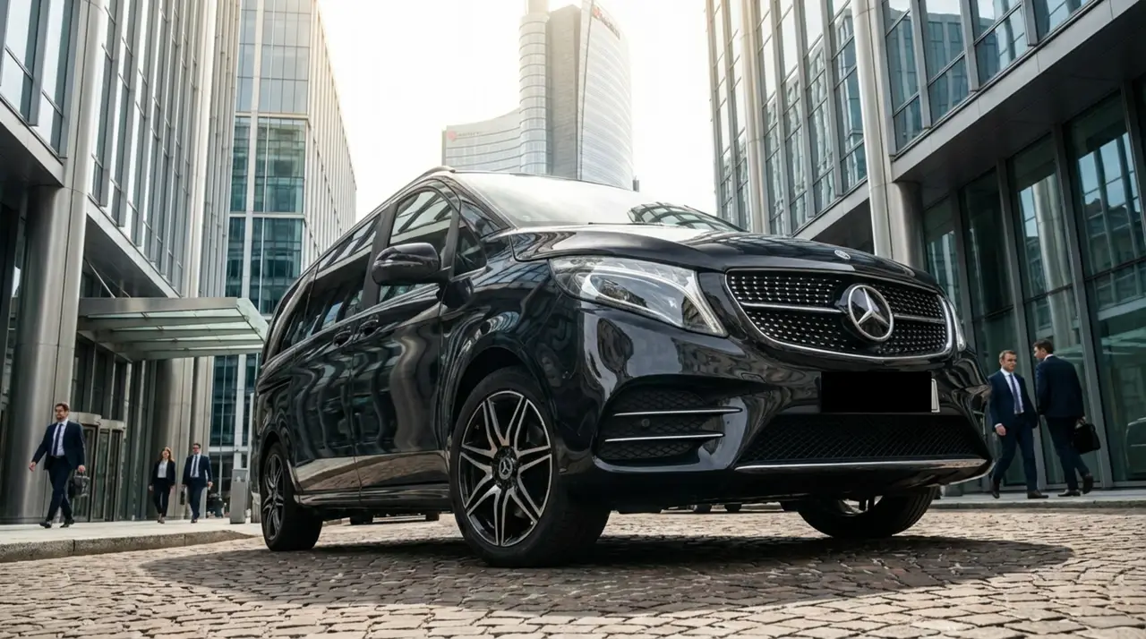 Mercedes V Class 2026, exterior — St. Tropez Luxury Car, Saint-Tropez. Mercedes Benz V Class in Saint-Tropez The Mercedes V Class 2026 is available to rent in…